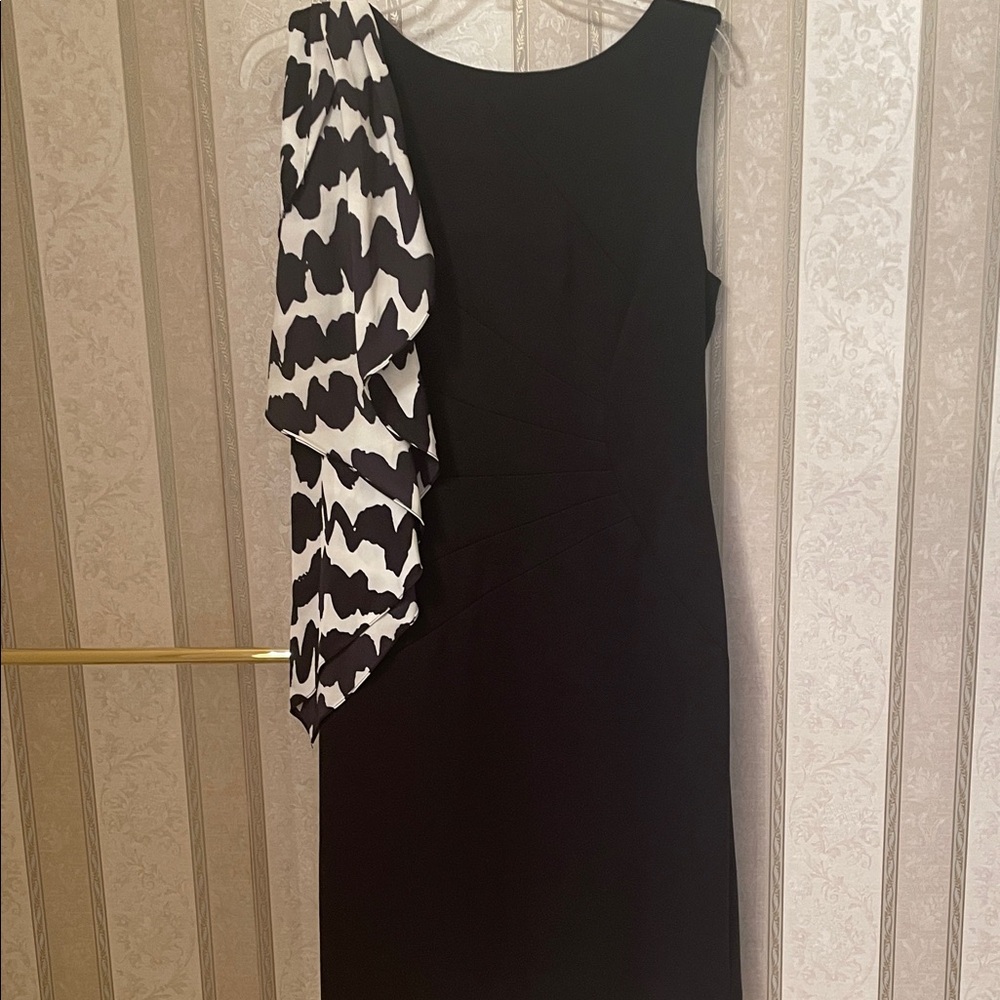 Fabulous Tahari 
Black dressy sheath with gorgeous black and white scarf